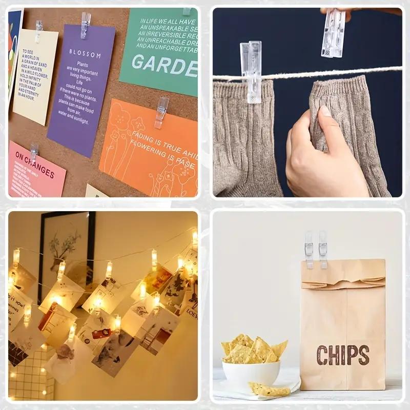 Transparent Acrylic Clips Small Plastic Clothespins with Secure Spring for Photos Documents DIY Crafts Office Home Decoration