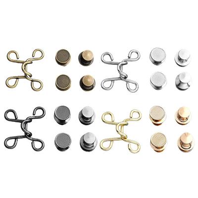 4 Sets Reuseable Nail-free Metal Waist Buckle Fixed Jeans Adjustable Button- 4 Colors