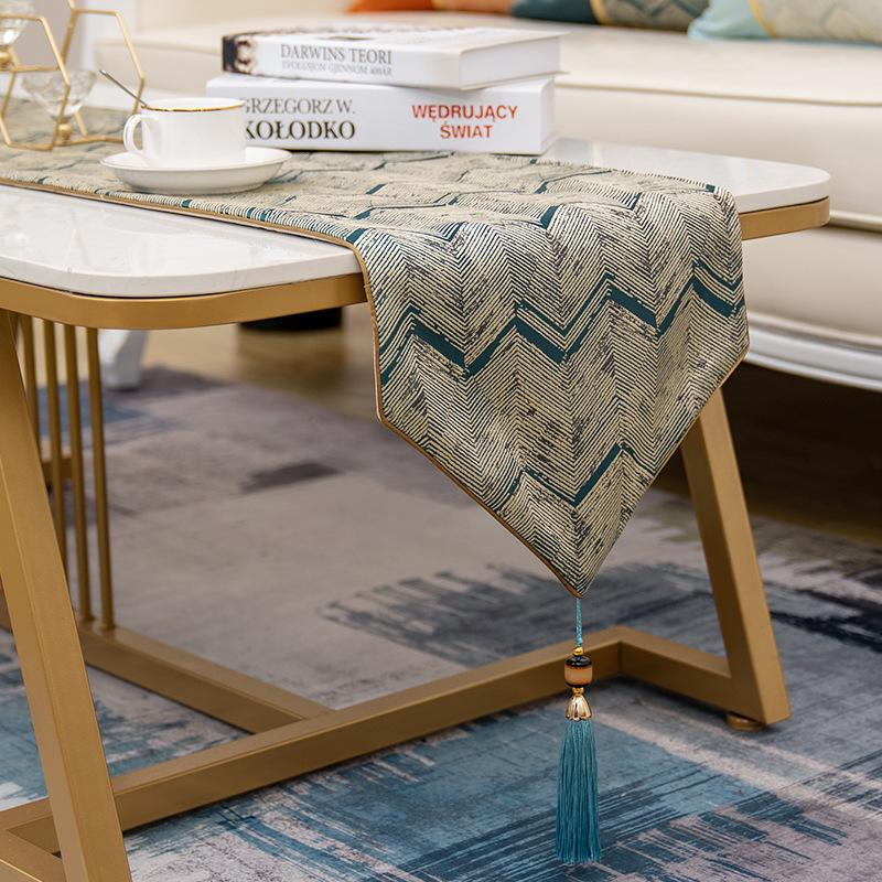 Modern Embroidery Water RippleTea Tables Runner European Satin Tables Flag  Living Room Dining Table TV Cabinet Cover Cloth Hotel Table Flag