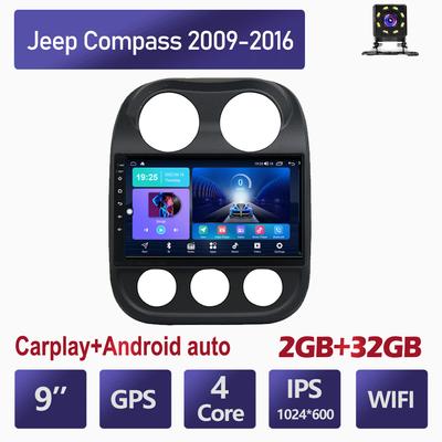 Reproductor multimedia para coche Android 2 Din para Jeep Compass 2009-2016 Unidad principal Estéreo Carplay Navegación GPS BT WIFI 2 + 32 GB