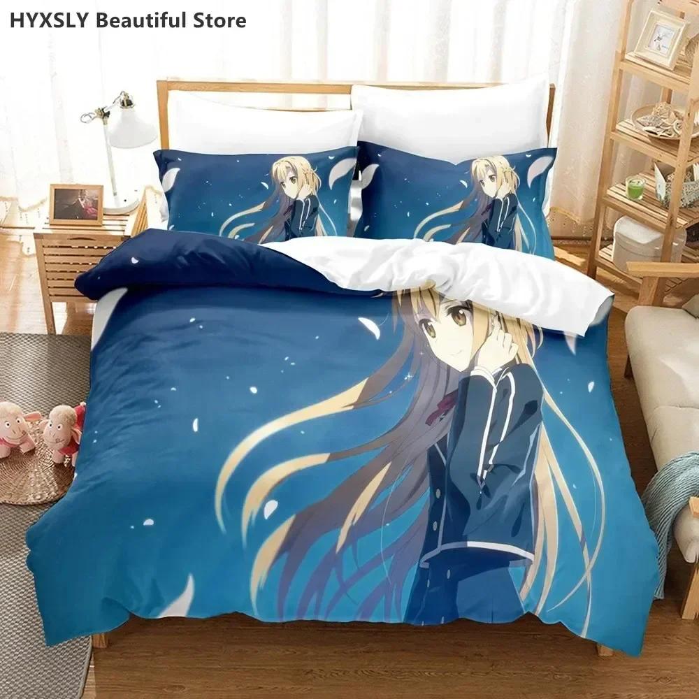 Fashion Sword Art Online Bedding Set 3D  Polyester Quilt Cover Pillowcases Queen King For Kids Gift  Duvet Cover Sets