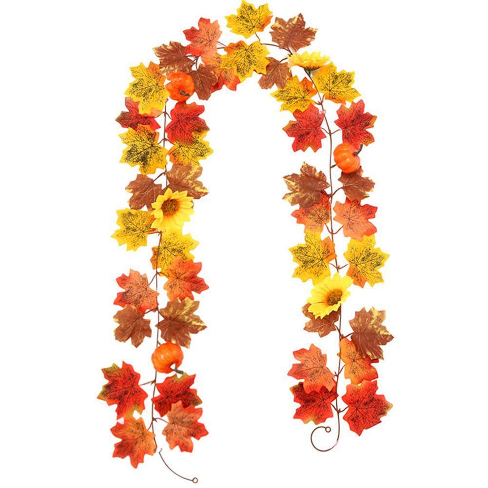 Autumn Decor Artificial Maple Fall Leaf Vine Garland Hanging Wedding Thanksgiving Decorations Home Halloween Fireplace Decor