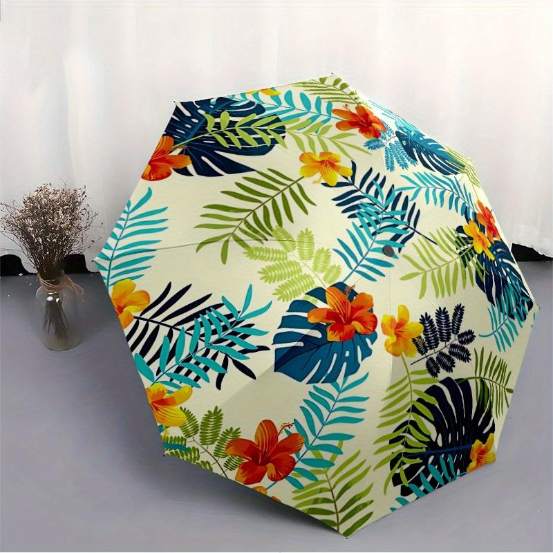 1pc Tropical Leaves Auto Open/Close Umbrella with One Touch Button,, Windproof Design   Lightweight Portable Umbrella for Women & Men6129