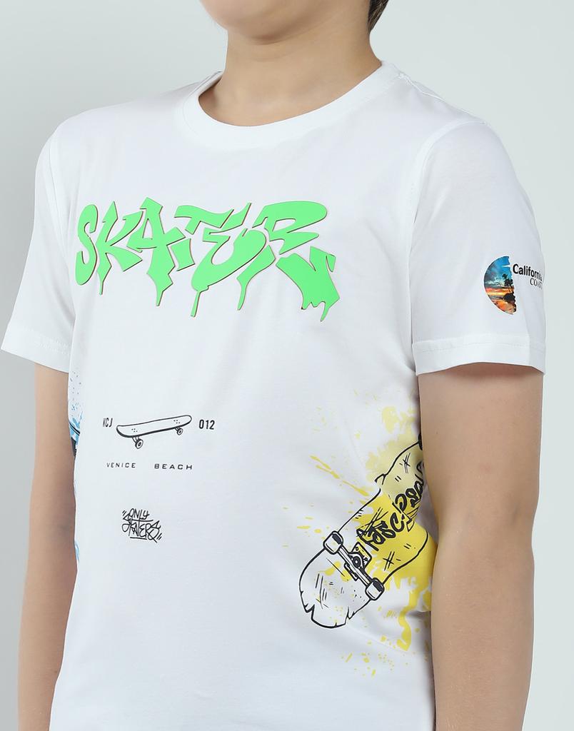 MONTE CARLO Boy's Regular Fit Printed Half Sleeve T-Shirt