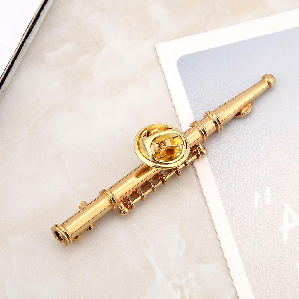 Flötenförmige Musikinstrument Broschen Pin Zubehör für Geschenksammlung(Gold)