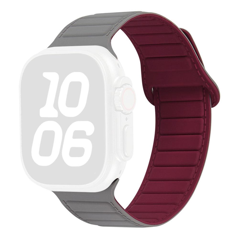 Stitched Line Pattern Silicone Strap for Apple Watch Series 11 10 42mm / 9 8 7 41mm / SE3 SE2 SE 6 5 4 40mm / 3 2 1 38mm Loop Magnetic Watch Band