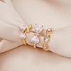 Vintage Y2K Pink Heart Zircon Bowknot Ring For Women  Boho Kpop Sweet Girls Open Finger Rings  Party Gift Jewelry