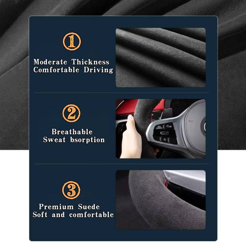 Car Steering Wheel Cover Soft Suede For BMW E39 E46 325i E53 X5 Auto Interior Accessories DIY Car Steering-Wheel Cover Wrap