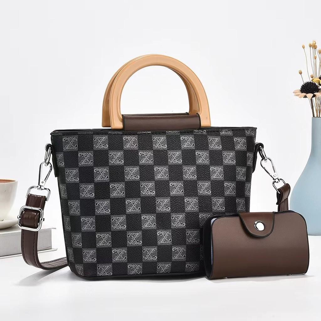 Elegant Checkered Design Pu Tote Bag With Cotton Lining Perfect For Urban Style Style One
