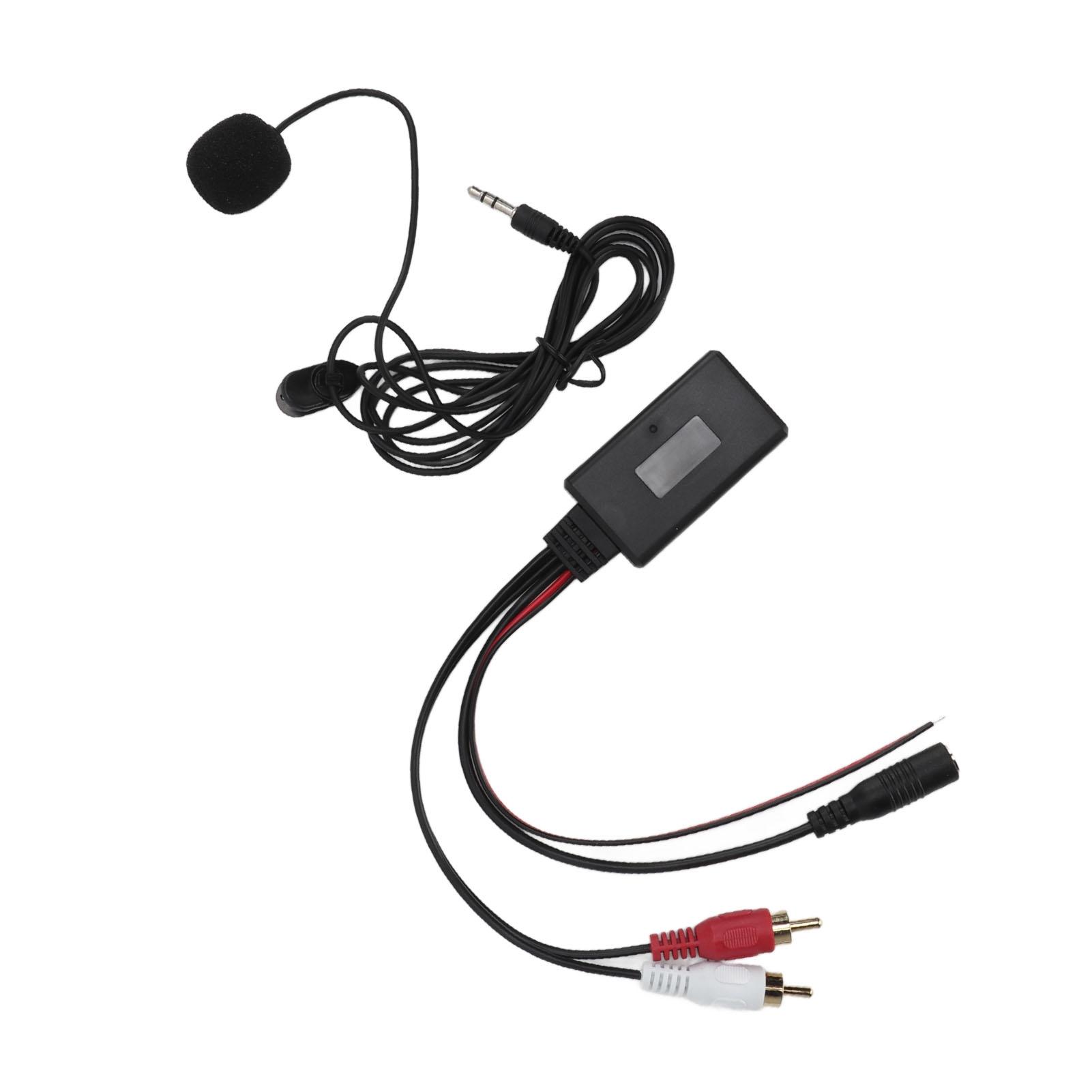 Adaptateur Bluetooth AUX sans fil pour voiture avec entrée audio 2 RCA et microphone mains libres pour Kenwood black