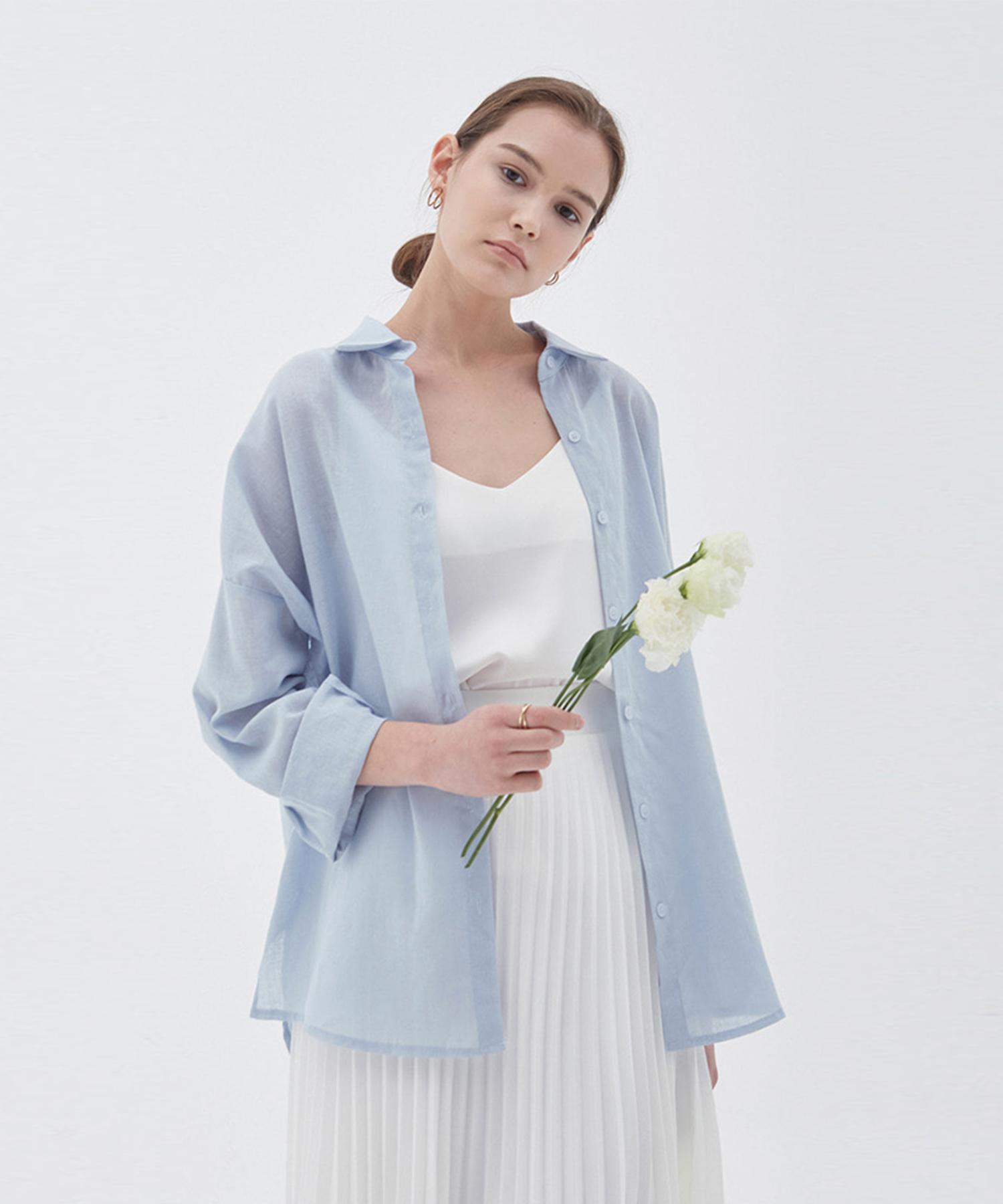 Roeil Pure Linen Shirt_Sky Blue Free