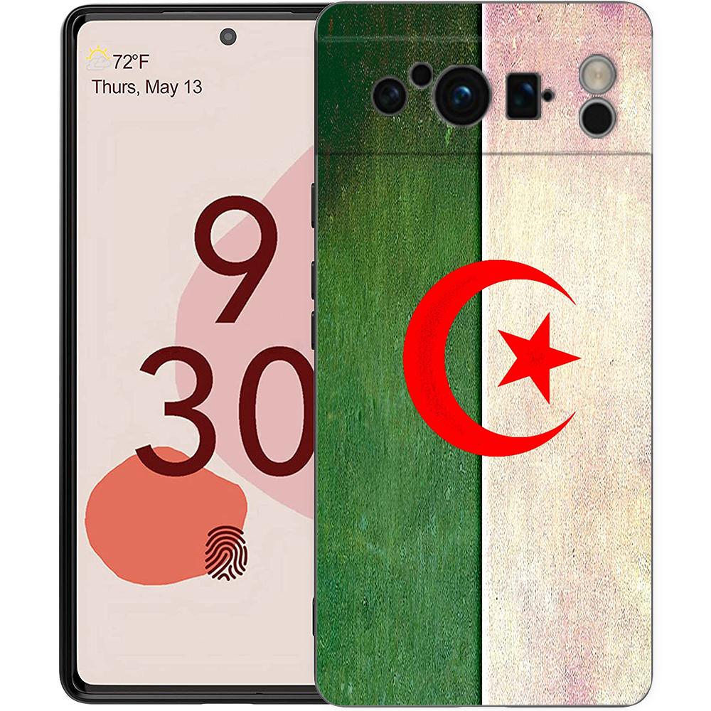 Phone Case For Google Pixel 8 A 7 6 Pro 6A 5G Black Soft Shockproof Back Cover Silicone TPU Shell Coque Algeria Flag
