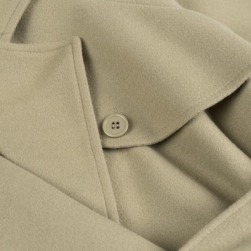 Womens Oversized Wool Blend Trench Coat With Wide Lapel Single Button Cinched Waist 2025