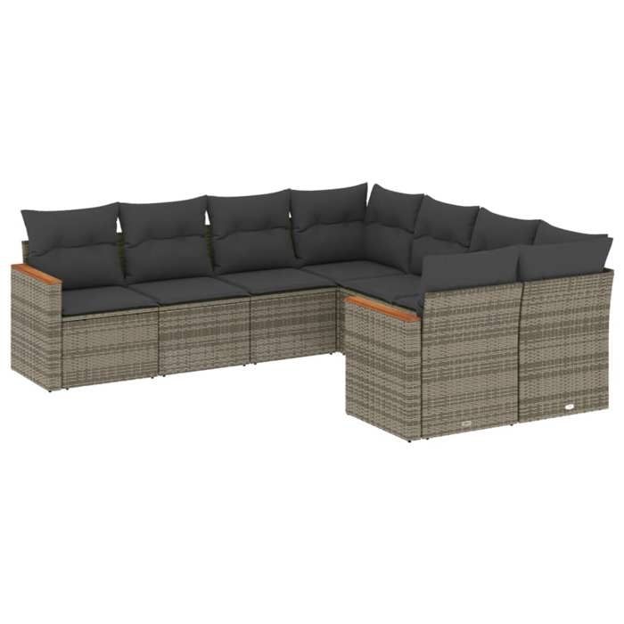 VidaXL Garden Lounge Set with Cushions 8 Pcs, Patio Sofas, Patio Furniture Set, Outdoor Furniture, Grey 3258959