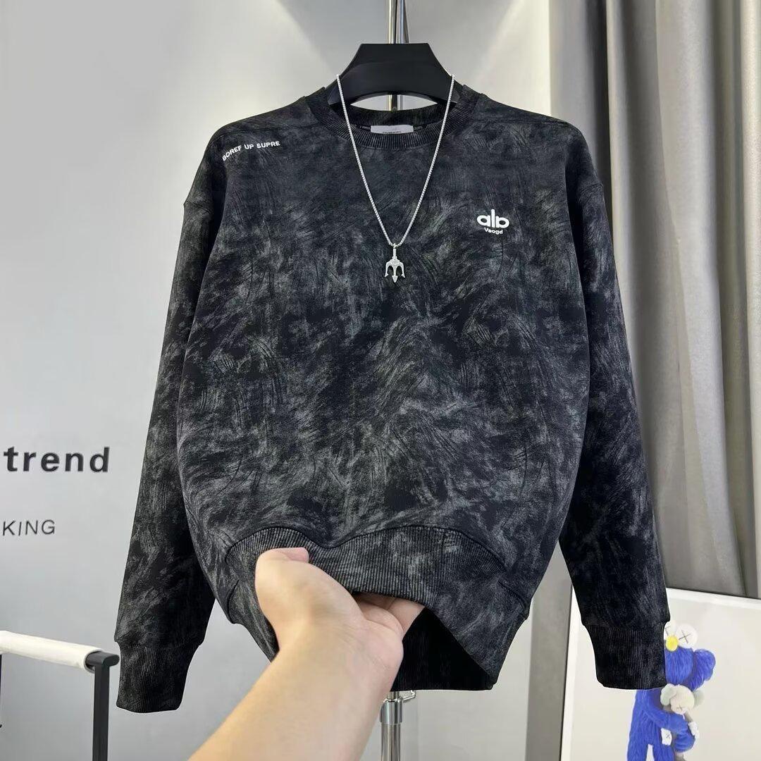 Men s American-Style Tie-Dye Embroidered Crew Neck Sweatshirt - Long-Sleeved, Fashionable & Versatile for Autumn Casual Wear. 2XL