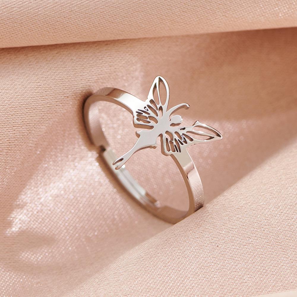 New Luxury Women's Butterfly & Angel Ornament Ring
