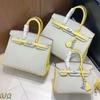 Platinum Bag Women's Bag Togo First Layer Cowhide Contrasting Color Matching Classic Fashion Internet Celebrity Explosion Portable Shoulder  Bag
