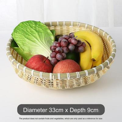 High Quality Round Fruit Snack Basket Handmade Exquisite Storage Basket Pastoral Style Bamboo Basket