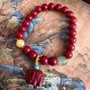 Chinese Style Cinnabar Elephant Bead Bracelet - Cultural Prayer Hand Ornament for Women