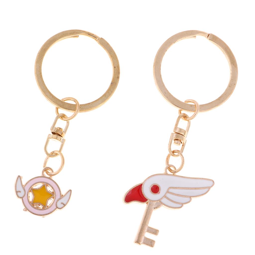 2pcs Womens Bag Purse Pendant Keyring Metal Keychain Car Key Hanger - Brids, as described