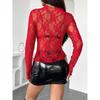 Nuova Blusa a Maniche Lunghe in Rete e Pizzo Trasparente Moda Donna Sexy Top Trasparenti Slim Fit T-shirt Streetwear Primavera Autunno Y2k Eleganti Abbigliamento Hot Girl