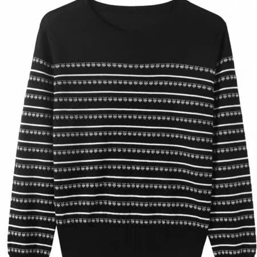 Striped Knitted Sweater Womens Autumn Top Autumn and Winter Inner Pullover Sweater Bottoming Sweater Wool Knitted Sweater