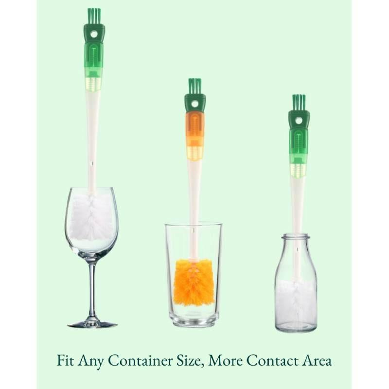 Versatile Household Cup Brush Bottle Brush Kitchen Groove Cleaning Tool Long Handle Brush 5 In 1 Cleaning Set Green