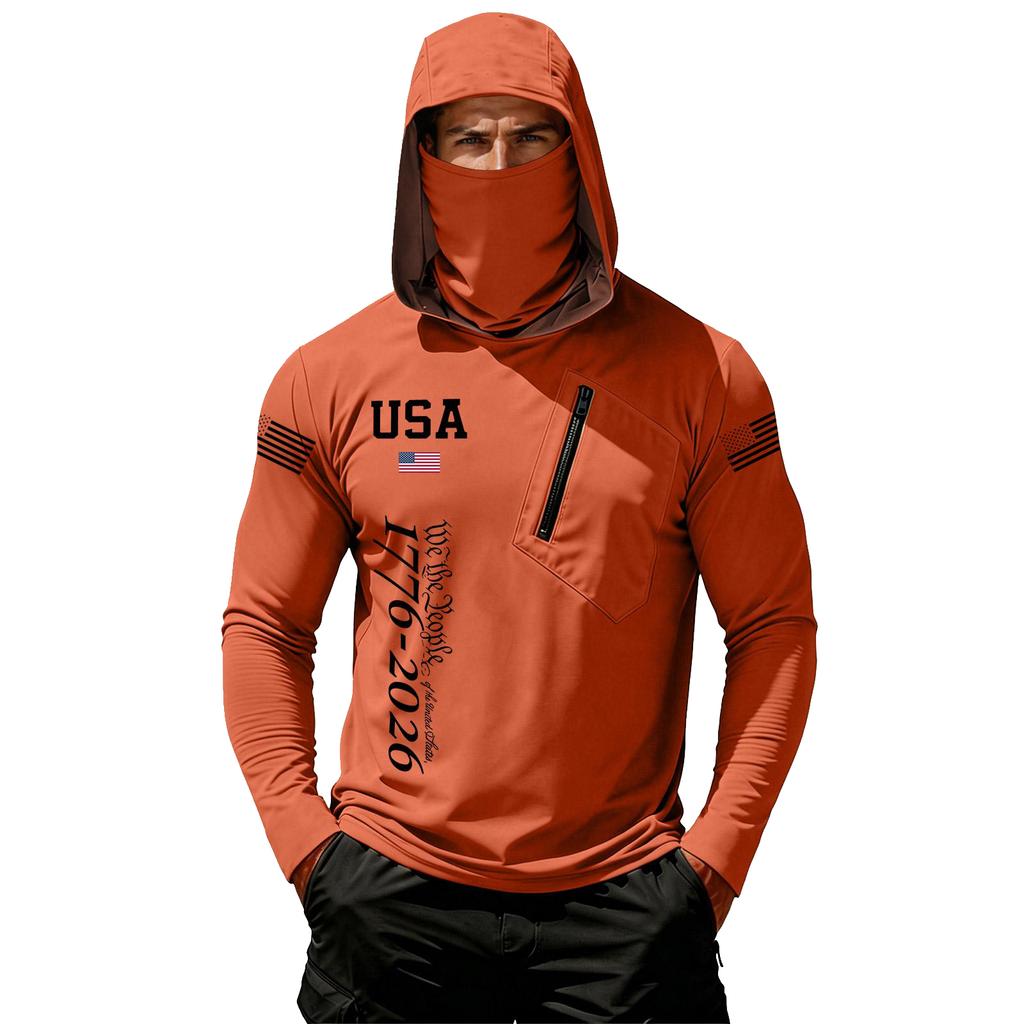 Camiseta Casual con Capucha de Manga Larga para Hombre con Protección Solar