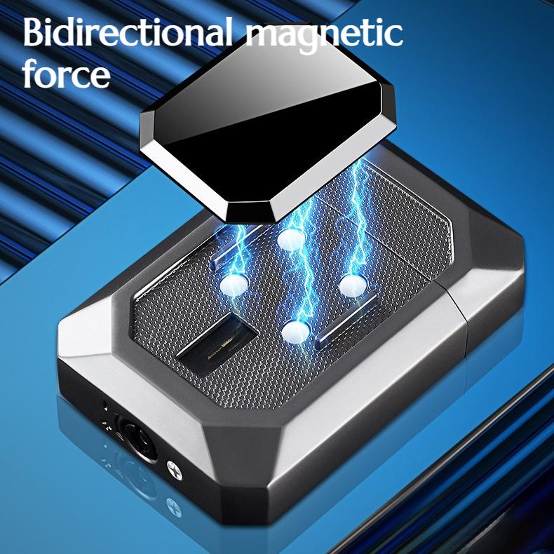 High-appearance-level Magnetic Inflatable Windproof Lighter Metal Body Blue Flame Cigarette Accessories Men's Gift