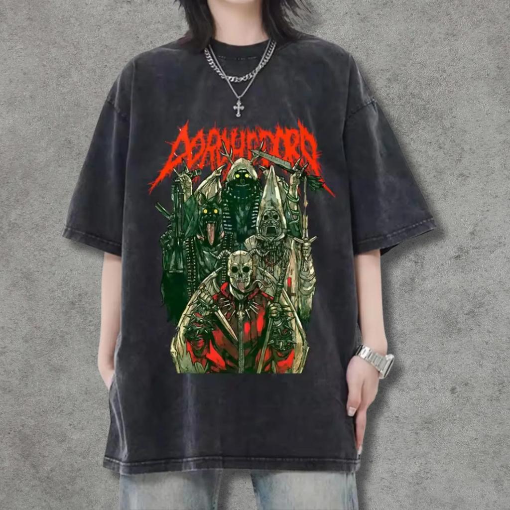 Dark Style Streetwear T-shirt with Gothic Comic Patterns A Fan Gift Featuring Graphic Prints Stylish T-shirt