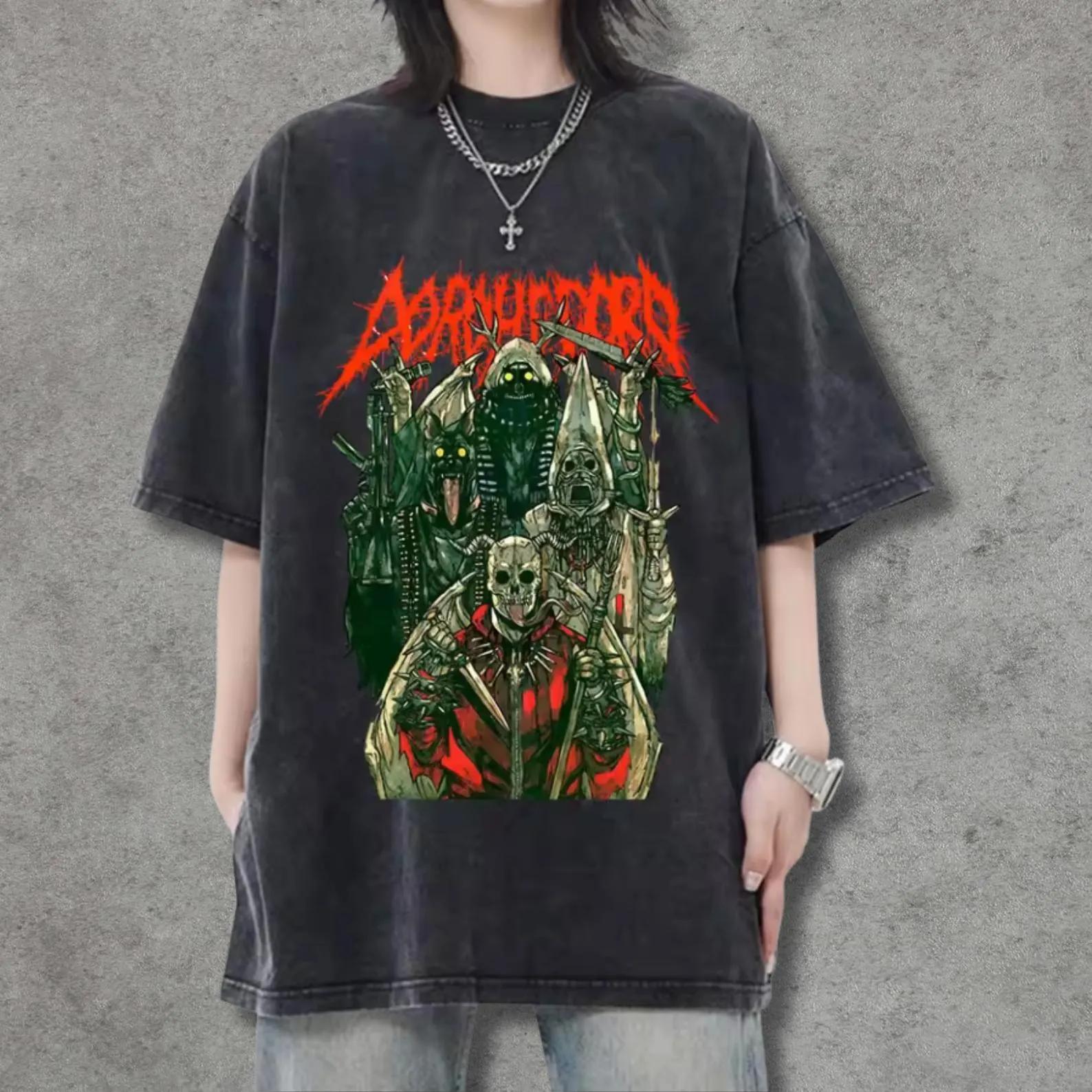 

Dark Style Streetwear T-shirt with Gothic Comic Patterns A Fan Gift Featuring Graphic Prints Stylish T-shirt S