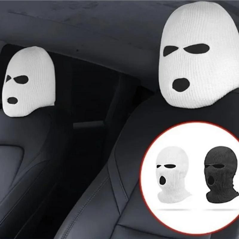 Funny Car Seat Covers Ghost Protector Headrest Covers Universal Fit Balaclava 3Hole Full Cover Halloween Christmas Funny Car