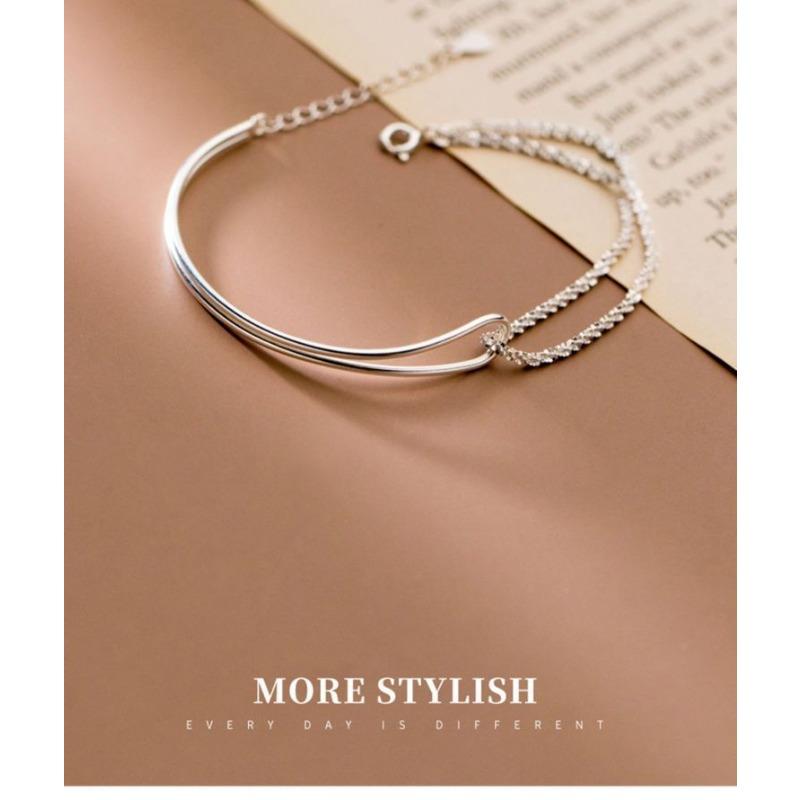 Double Layer Curved Tube Starry Asymmetric Bracelet Fashion Light Luxury Personalized Women Jewelry