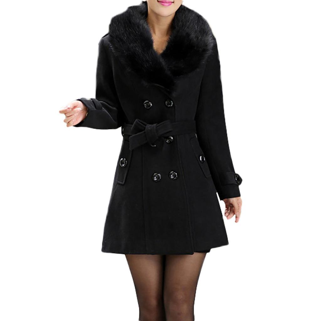 Elegante Cappotto di Lana da Donna, Cappotto di Lana Coreano a Doppio Petto di Media Lunghezza con Colletto (a disposizione )