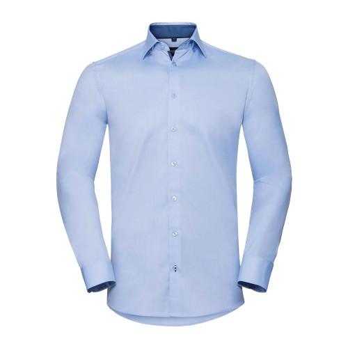 Russell Collection Mens Contrast Herringbone Tailored Shirt