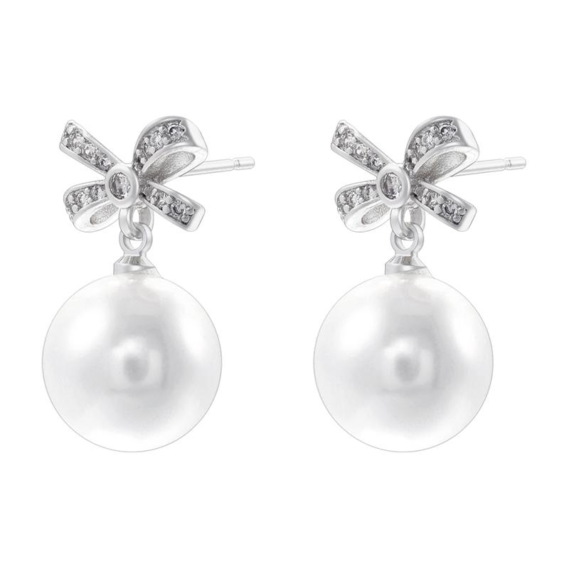 ZHUKOU 4 gold-plated, zirconium-set gold pearl dangle earrings, 1 pair: VE1359-1362