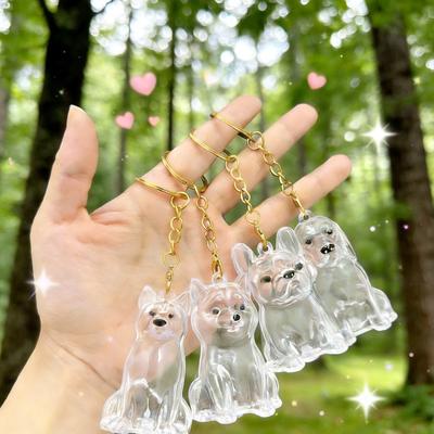 Dogs Hair Storage Pendant Cute Keychain Transparent Hair Memory Keychain Souvenir Collection Gift Decor Dog Accessories