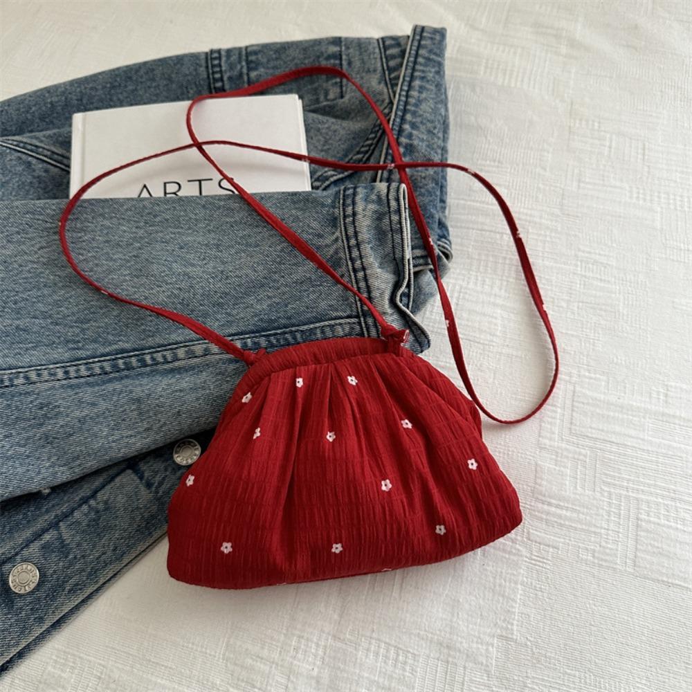 

Drawstring Makeup Bag Polyester Crossbody Bag Sweet Single Shoulder Bag Girl красный