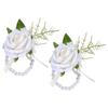 Wedding Boutonniere Wristlet Pearls With Artificial Floral Design For Bridesmaids Grooms Formal Outfit