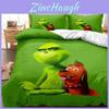 Conjunto de Capa de Edredom Impressa em 3D do Personagem de Desenho Animado Grinch Para Decoração de Quarto Moderno