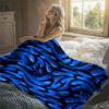 Glossy Blue Shapes Black Flannel Blanket Perfect for Sofa Office Bed Travel Sleep Read Relax Camping Four Season Use