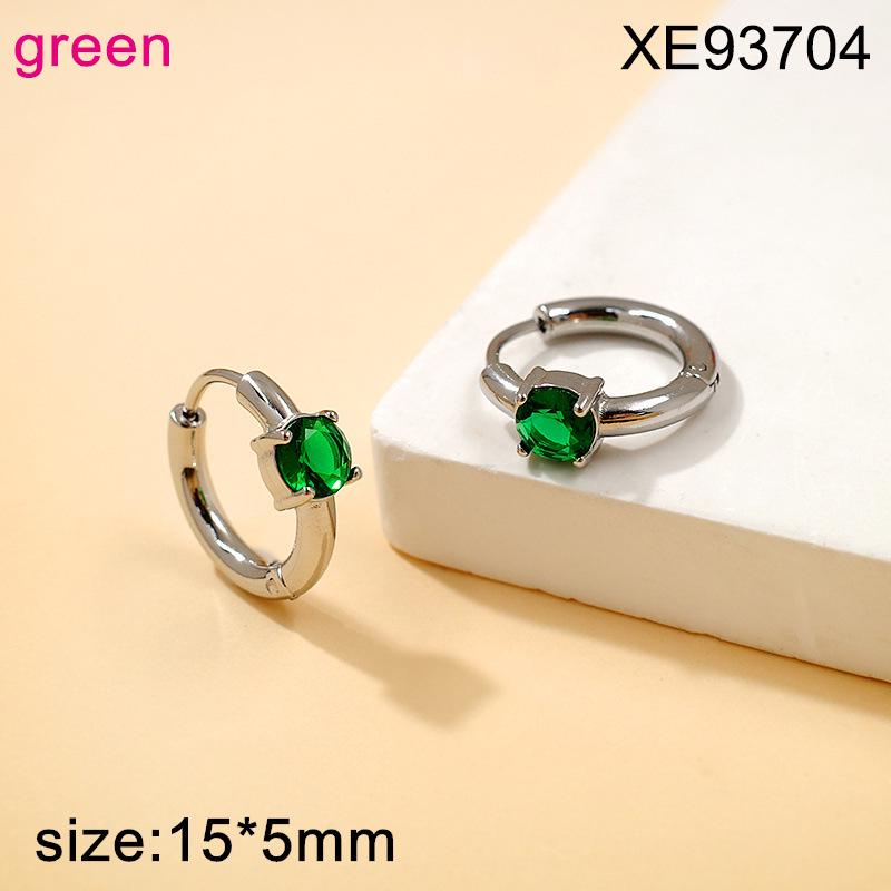 Fashionable Zirconia Earrings: Simple Luxury Style, Colored Gemstone Studs, Niche Design, High-End Titanium Steel Hoops for Women