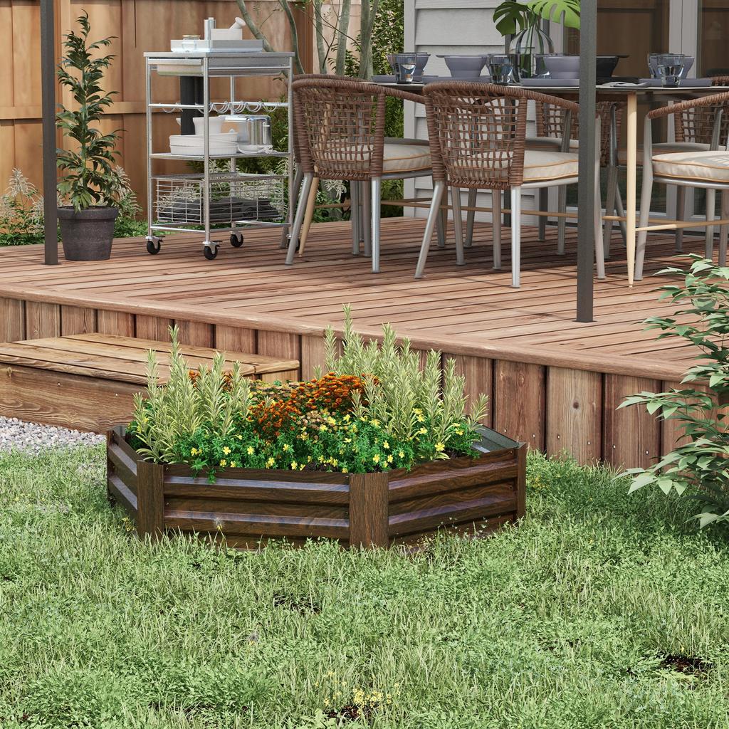 Raised garden bed. Herb garden. Weatherproof. Open bottom. 113 x 98 x 30 cm. Dark brown
