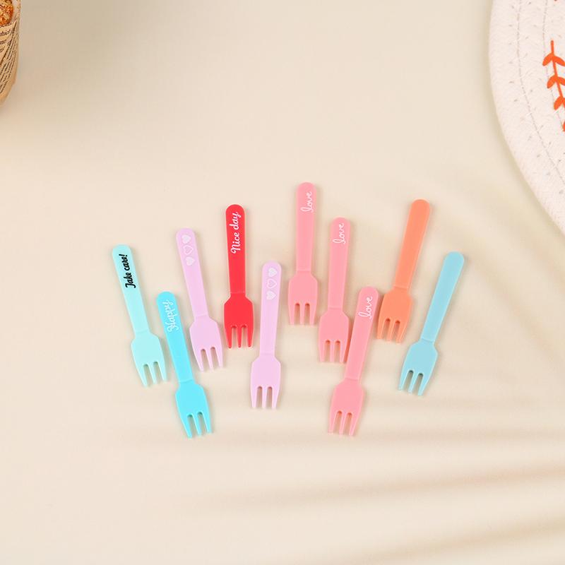 5Pcs Colorful Plastic Fruit Fork Mini Cartoon Children Snack Cake Dessert Food Fruit Pick Toothpick Bento Lunches Party Decor