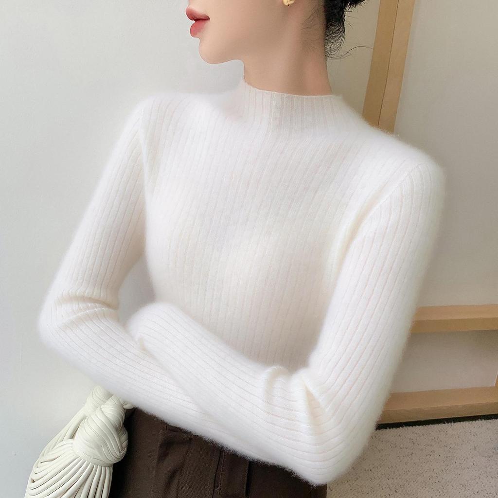 Women's Seamless High-Neck Cashmere Sweater - Autumn/Winter Slim Fit Knitwear