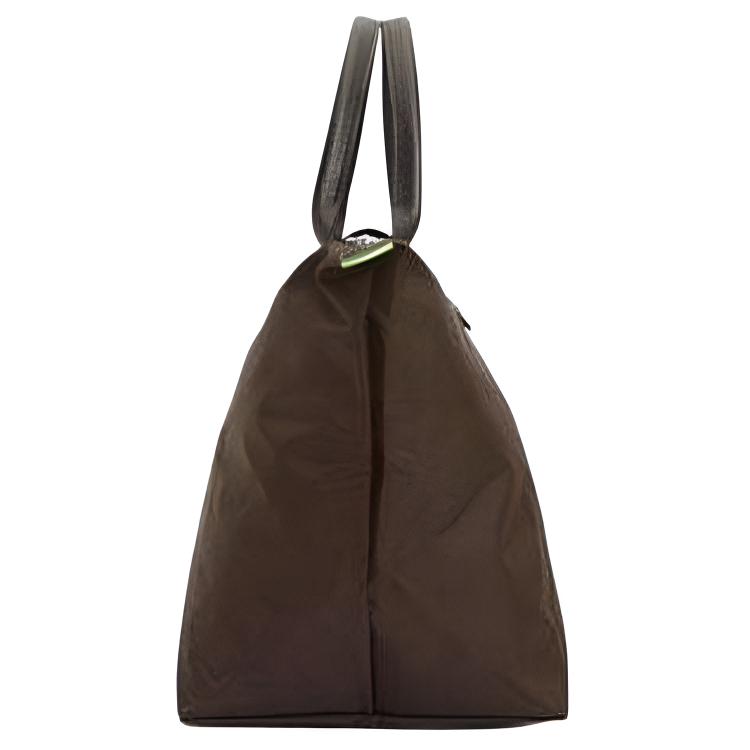 Longchamp Le Pliage Green Logo Contrast Design Nylon Dumpling Tote Bag Medium Women Tote Bags Mocha-Brown 1623919002