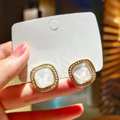 Geometrische Platz Opale Anhänger Ohrringe Korea Einfache Art Und Weise Schmuck Für Frau Mädchen Party Temperament Zubehör Geschenk
