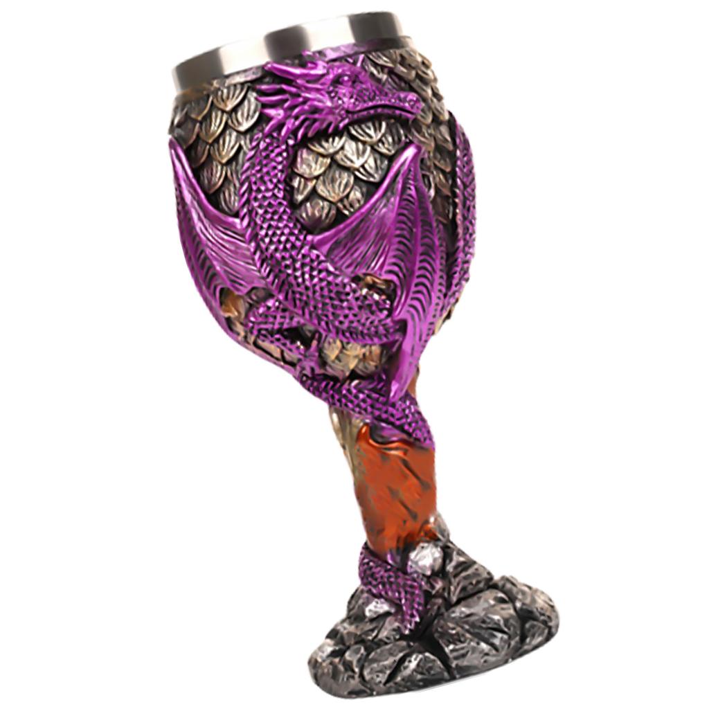 Wine Cup Vintage Dragon Embossed High Stem Wine Glass Wine Drinking Cup Resin Crafted Goblet for Home Decoration