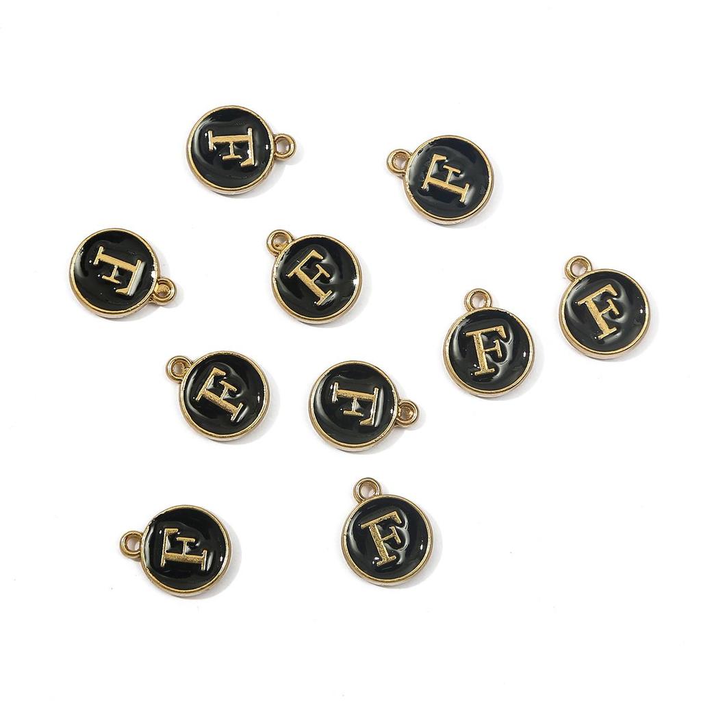 10Pcs 12x2.5mm Alphabet Double Face Charms Pendant Beads for Jewelry DIY Findings