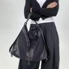 Ladies' Fashion Mesh Splicing Y2K Street Shoulder Bag Large Capacity Multi Functional Riveted Shoulder Bag